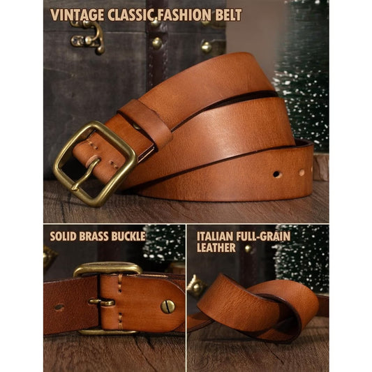 1pc of Thick Full Grain Faux Leather Belt for Men, Durable Work Belt for Men, High Hardness Men'S Belt