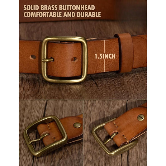 1pc of Thick Full Grain Faux Leather Belt for Men, Durable Work Belt for Men, High Hardness Men'S Belt